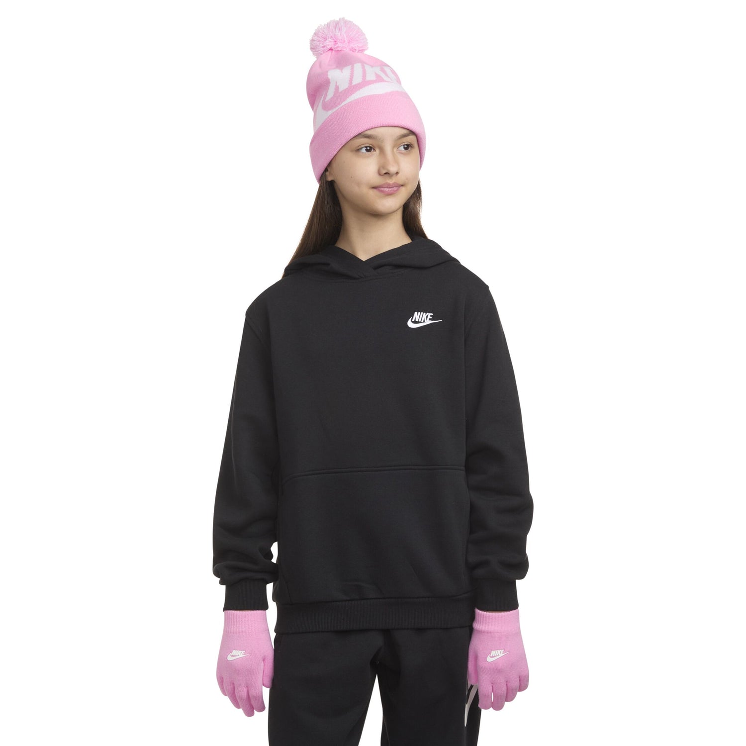 Swoosh Pom Beanie & Gloves Set (Big Kid)