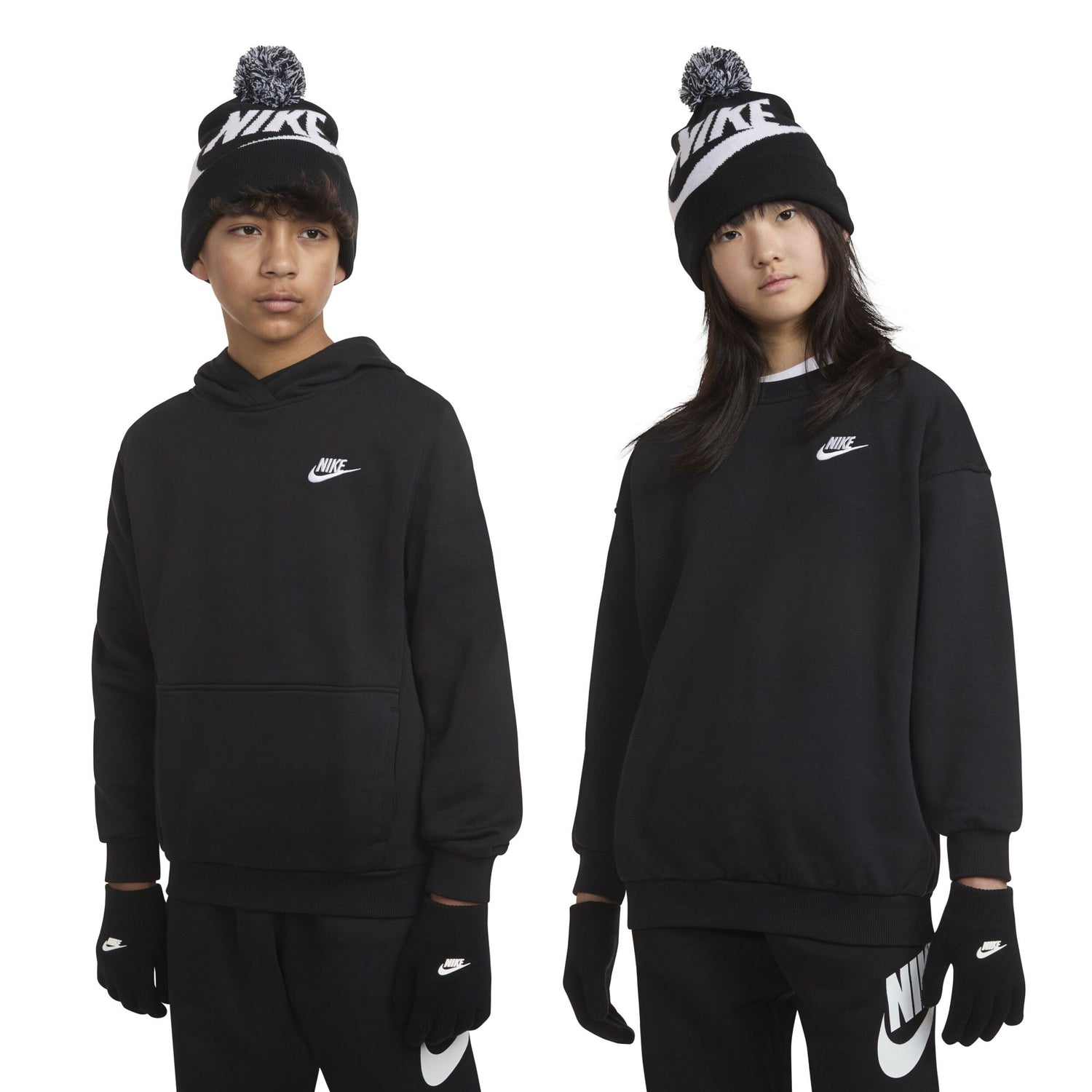 Swoosh Pom Beanie & Gloves Set (Big Kid)