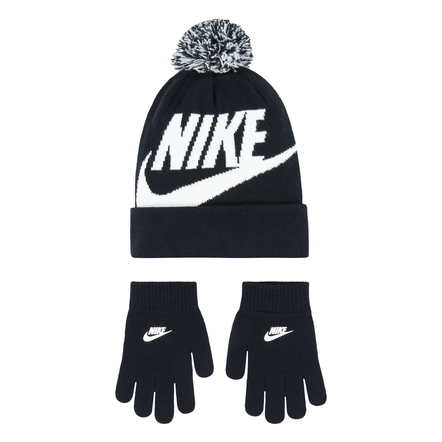 Swoosh Pom Beanie & Gloves Set (Big Kid)