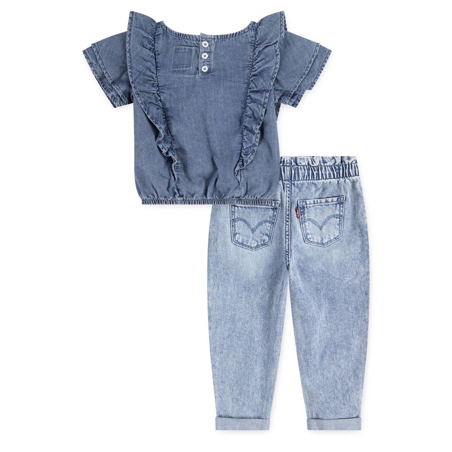 Denim Top And Heart Pants 2-Piece Set (Toddler)